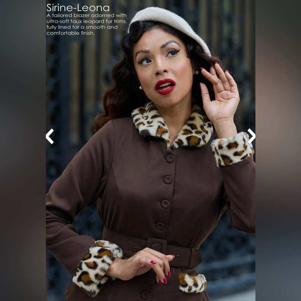 Sirine-Leona Women’s Brown Leopard 🐆 Trim Blazer & Skirt Set